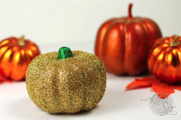 Dollar Store Pumpkin with Glitter