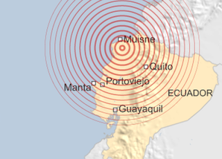 Epicentro del terremoto en Ecuador