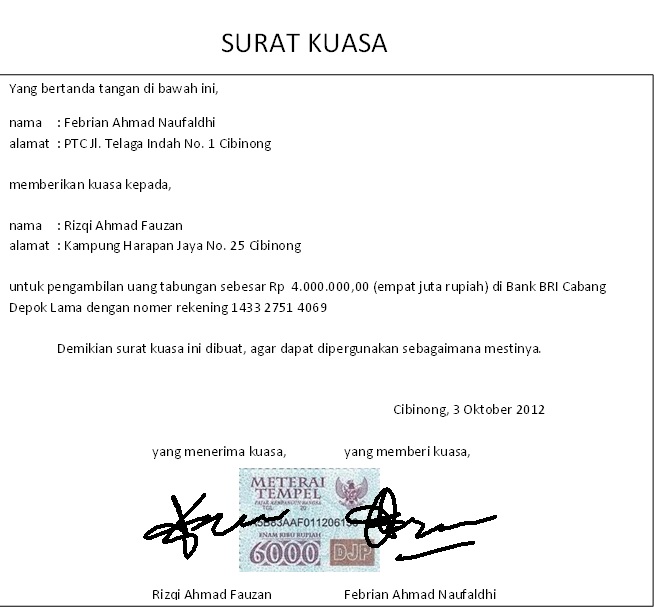 Diklat asy - syifa: Proposal dan Surat Kuasa