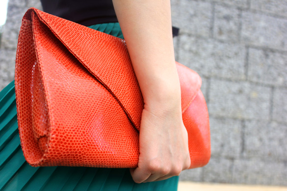 Tangerine+Snakeskin+Kookai+Clutch