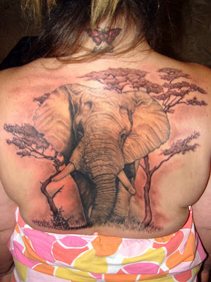 Elephant Tattoo Design and Tree Tattoo Design
