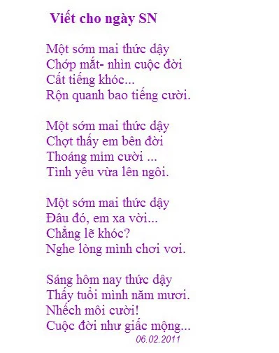 viết cho ngày sinh nhật 