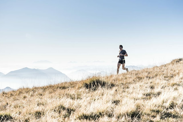 Person running on mountain