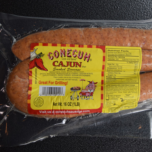 We used Conecuh Cajun Smoked Sausage for this recipe.