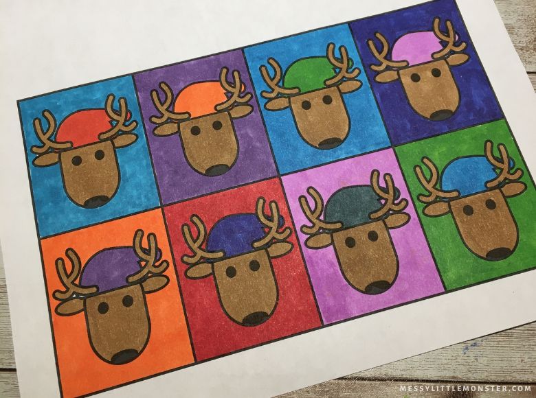 Reindeer pop art project for Christmas