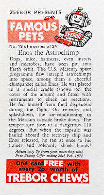1971 Trebor Chews : Famous Pets #19 - Enos the Astrochimp