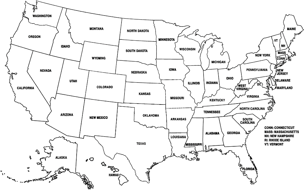 Blank Usa Map For Labeling