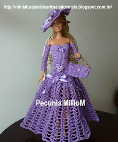 Vestido Longo de Crochê Com Luvas Para Barbie ou Susi Por Pecunia MillioM 1