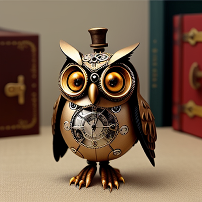 Steampunk Clockwork Owl Statue Miniature 3D amazingwallpapersa blogspot com (31)