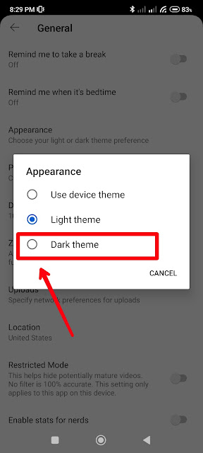 Cara menyalakan fitur tema gelap pada aplikasi youtube android