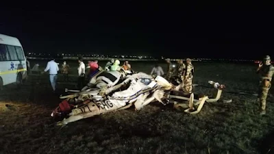 helicopter crashes at Raipur airport,