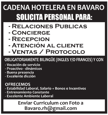 Empleo Cadena Hotelera tiene 6 #Vacantes Aplica!