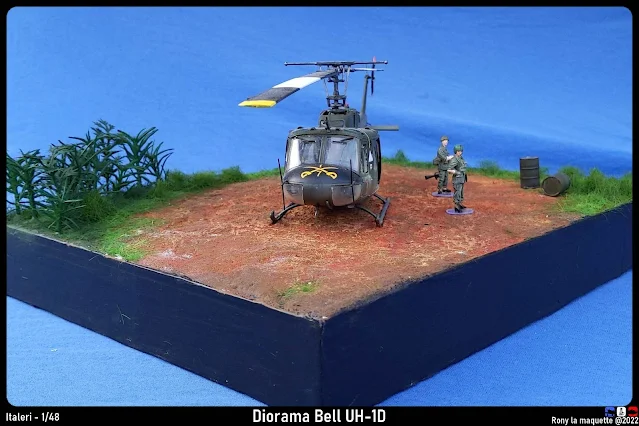 Diorama guerre du Vietnam pour une maquette du Bell UH-1D.