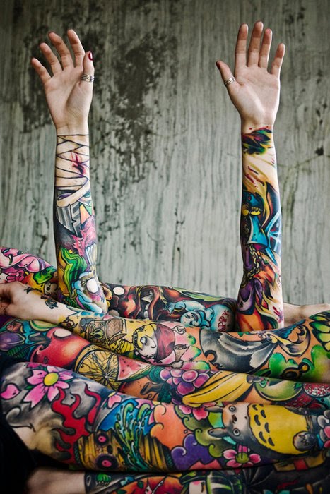Colorful Tattoo Sleeves Tattoo Artist Davee Von D
