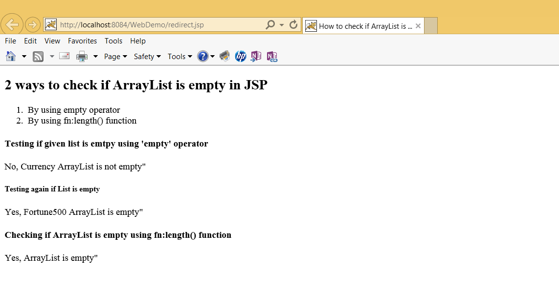 Javarevisited Jsp How To Check If Arraylist Is Empty Using Jstl Example