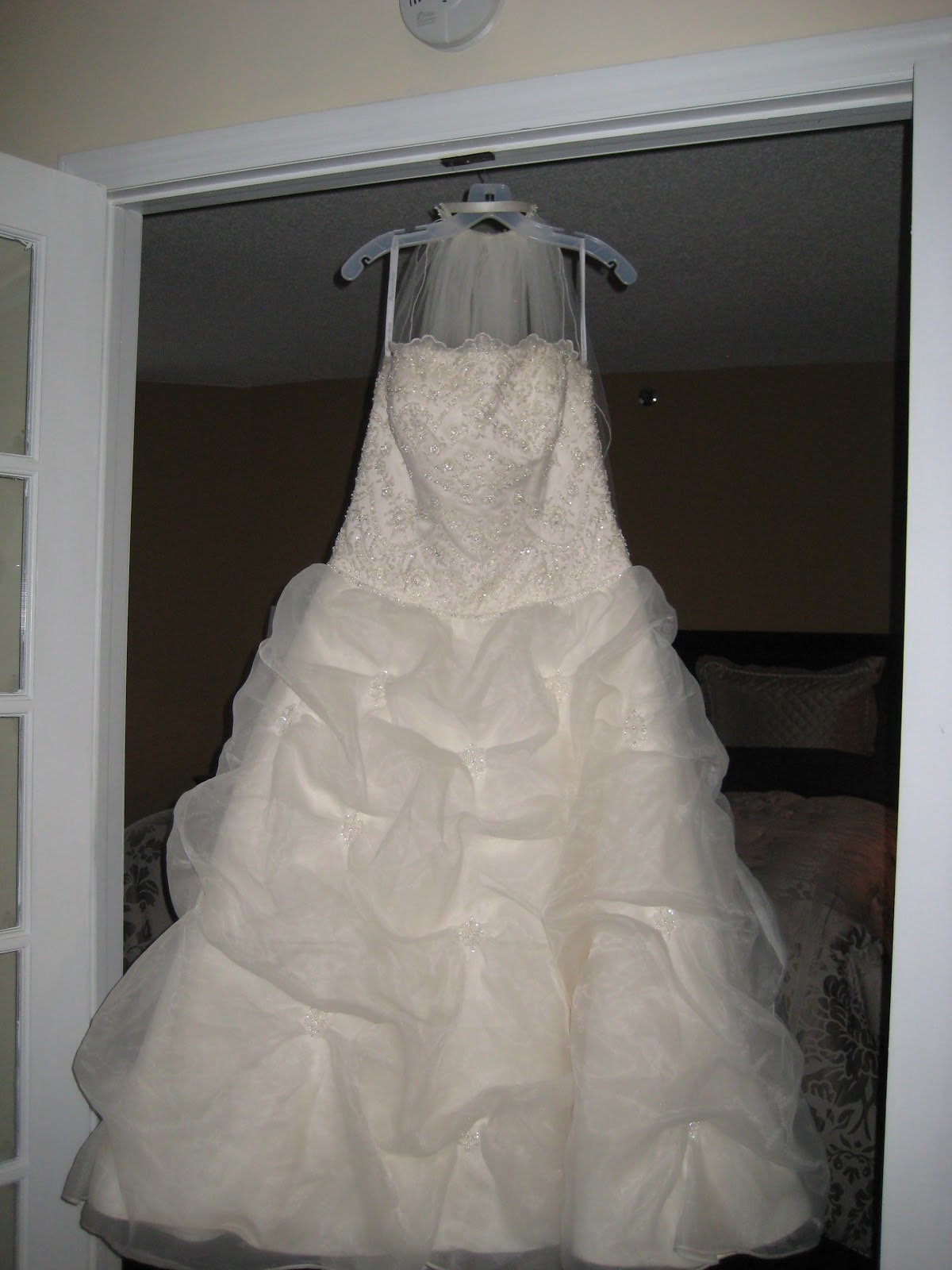 strapless wedding dresses with rhinestones The dress is size 16, I am a 10 jeans size, 5 feet tall and the heels 
