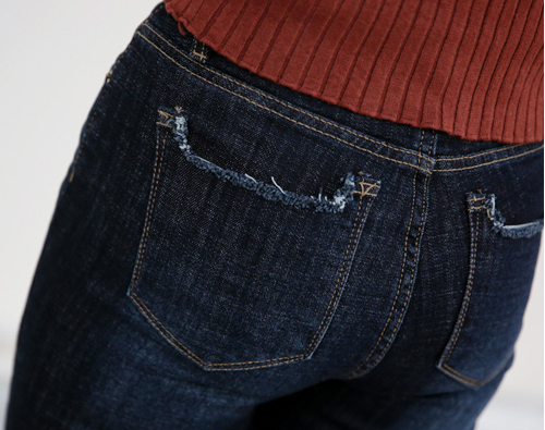  Whisker Washed Raw Pocket Jeans