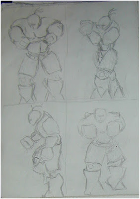 Stone Golem Poses 2 drawing