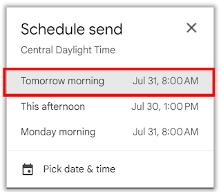 Gmail Schedule to Send Select Time