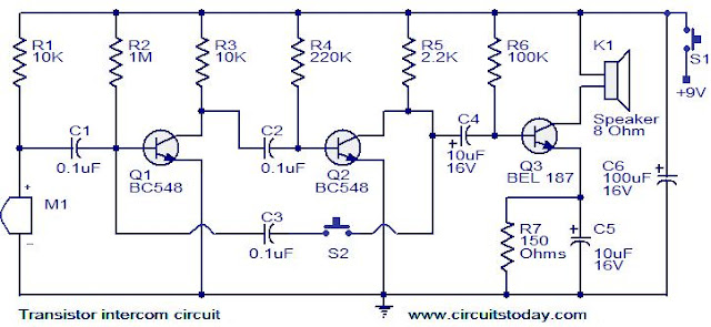transistor intercom circuit Kumpulan skema elektronika 