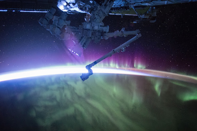 Aurora and Sunrise over Indian Ocean seen from the International Space Station