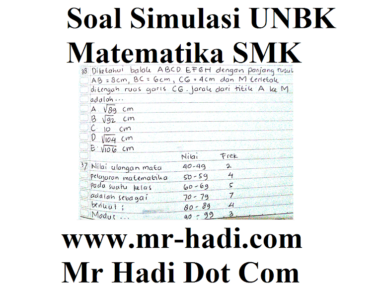 File Pdf Soal Simulasi Unbk Matematika Smk Tahun 2020