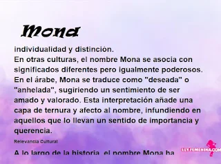 ▷ Significado del nombre Mona