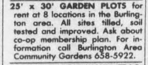 BACG garden plots available - 1984