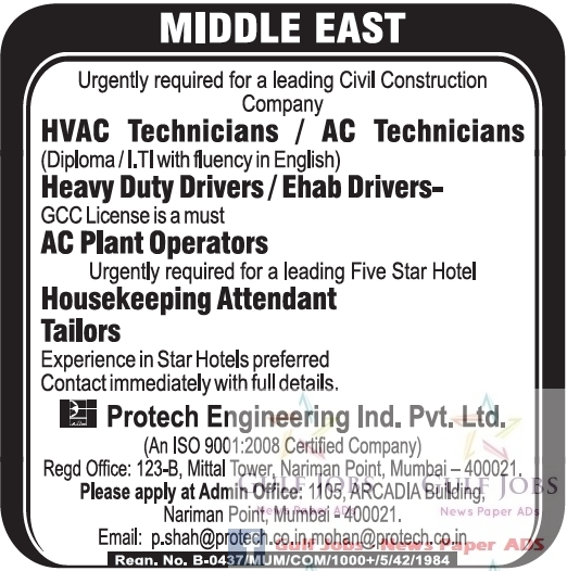 Middle East and KSA large job vacancies