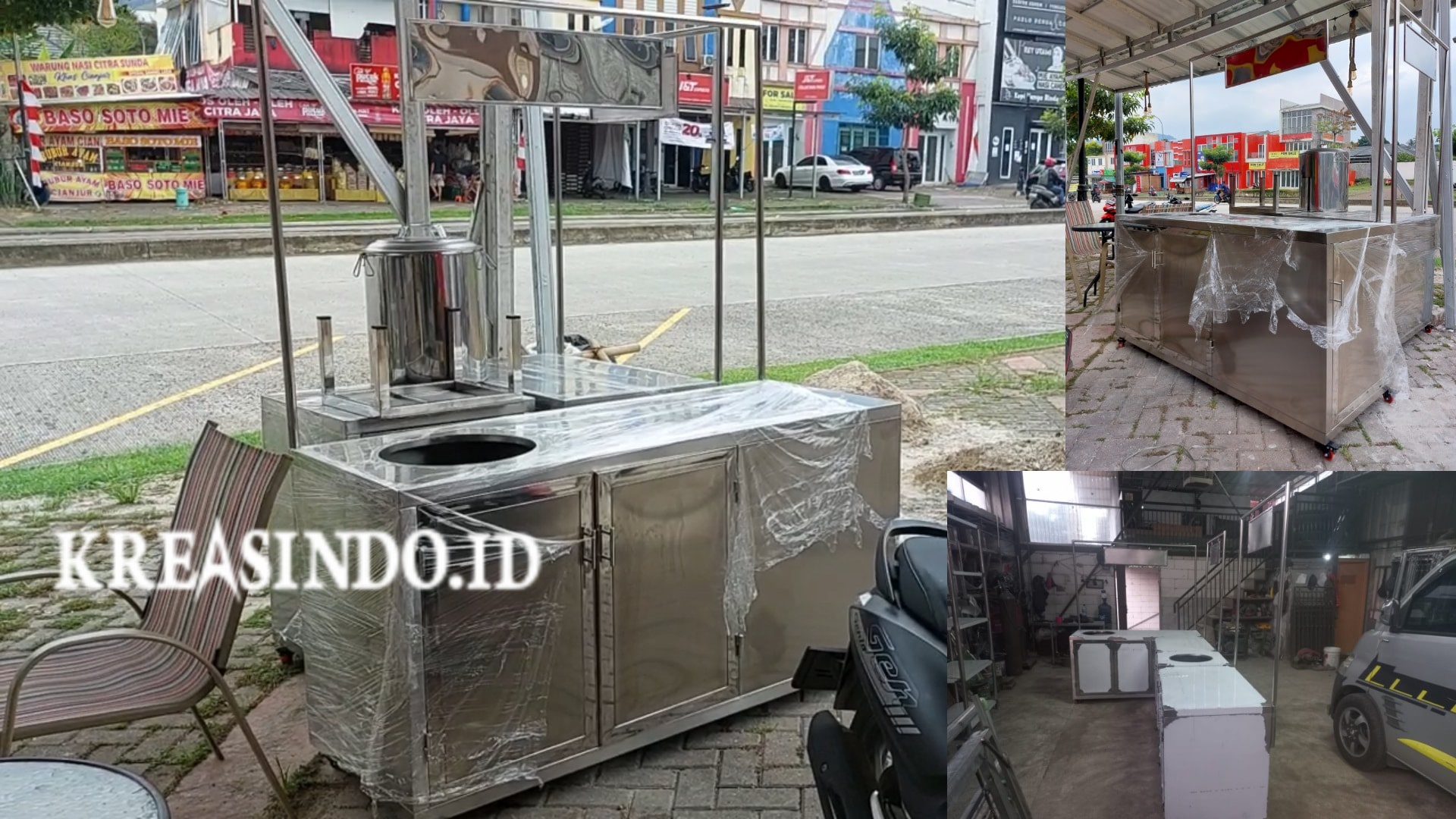 Gerobak Stan Bakso Stainless terkirim di Sentul