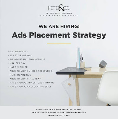 lowongan kerja ads placement stategy peter&co