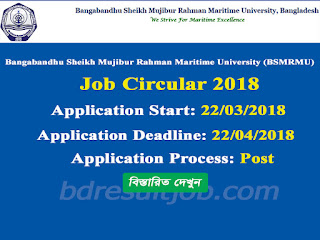 Bangabandhu Sheikh Mujibur Rahman Maritime University (BSMRMU) Job Circular 2018