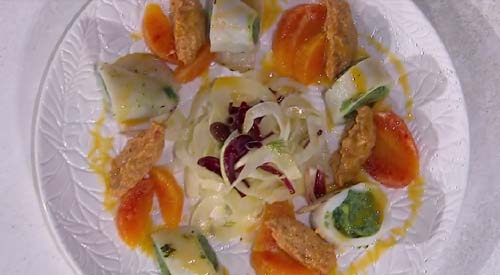 Calamari ripieni su insalata invernale ricetta Gian Piero Fava