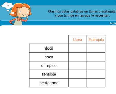 Resultado de imagen de PALABRAS LLANAS Y ESDRUJULAS BROMERA