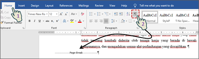 Menghapus Page Break Secara Manual 1