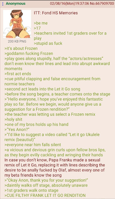 Funny greentext about a dirty rendition of the song from Frozen