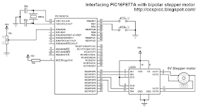 Bipolar stepper motor speed and direction control using PIC16F877A and L293D circuit CCS PIC C