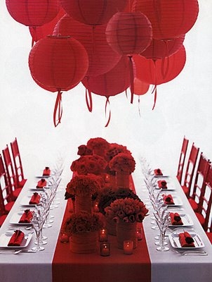 Red White Formal Dining w Chinese Touch 