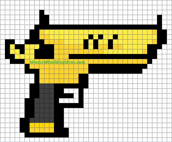 Minecraft Pixel Art Templates: Golden Gun