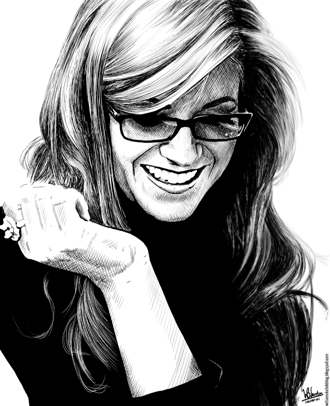 Ink drawing of Melody Gardot, using Krita 2.4.