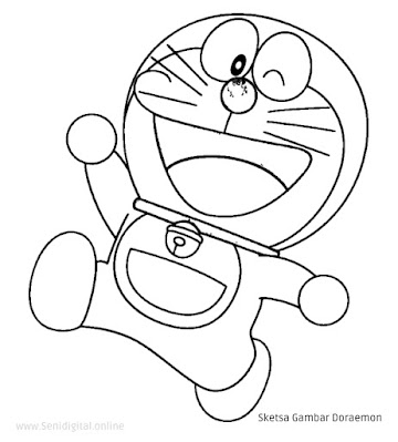 Sketsa Gambar Doraemon berlari
