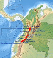 Карта вулканов в Колумбии