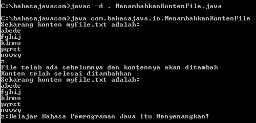 Menambahkan Konten File Dengan FileWriter