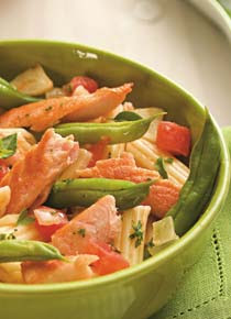 Penne com salmão e vagem light