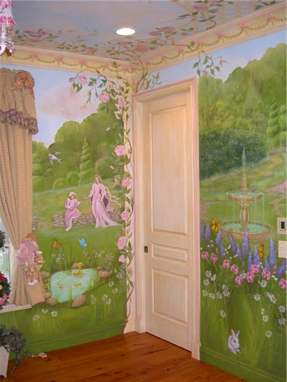 are painted to create a sweet princess theme extending into the room ...