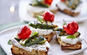  Grilled Courgette and Ricotta Crostini with Mild Peppadew