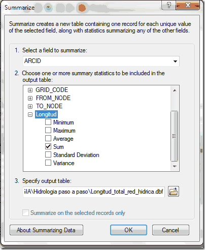 suma longitudes arcgis