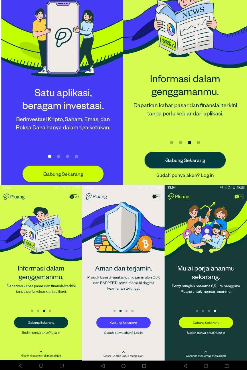 download dan install aplikasi Pluang terlebih dahulu yang dapat ditemukan melalui Google Playstore (Android)