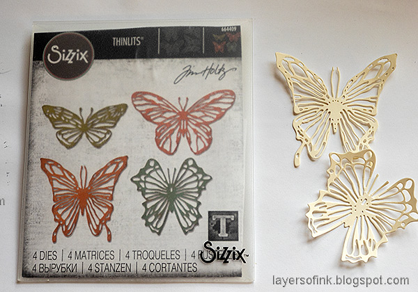 Layers of ink - Glow In The Dark Butterflies Tutorial by Anna-Karin Evaldsson. Die cut Simon Says Stamp Scribbly Butterflies.