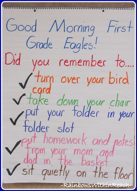 photo of: First Grade Morning Checklist (RoundUP of Morning Routines from RainbowsWithinReach) 